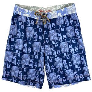 Robert Graham Swim Trunks 34 Mens Blue Pockets